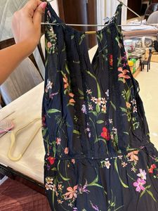 Black Floral Jumpsuit With Lace Detailing