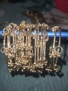 Set of Gold-Tone Anklets with Bells
