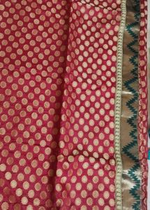 Beautiful Maroon &amp; Gold Dress Material