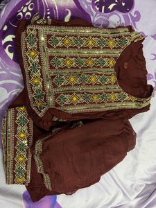 Brand New Stitched purple Colour Suit With embroid