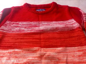 New 5-6 Years Boy's Tan Chino &amp; Red Sweatshirt