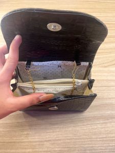 Chic Black Croc Embossed Clutch Bag