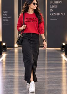 Red Graphic Print Cropped T-Shirt