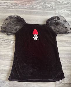 Black Velvet Puff Sleeve Dress
