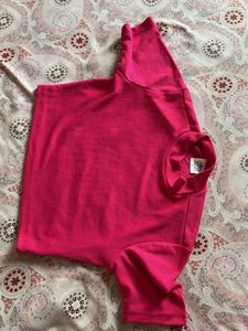 Hot Pink Mock Neck Cropped Top