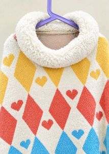 Cozy Heart Print Poncho