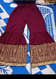 Unstitched Purple Embroidered garara Suit