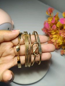Set of 6 Gold Tone Bracelets