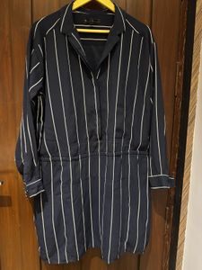 Navy Pinstripe Shirt Dress