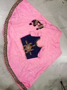 Pink & Navy Embroidered Lehenga Choli for 11 yrs g