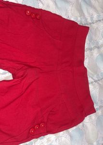 Red Button Detail Pants