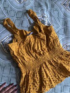 Mustard Yellow Eyelet Cami Top