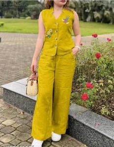 Stylish Blue Embroidered Pant Set co-ord se
