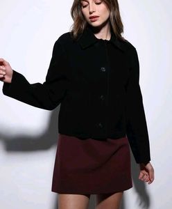 Classic Black Button-Down pea coat