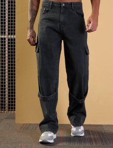 Men's Charcoal Grey Cargo Jeans