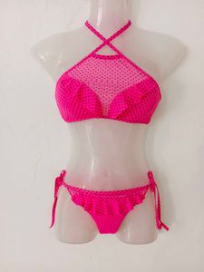 Hot Pink Polka Dot Bikini Set