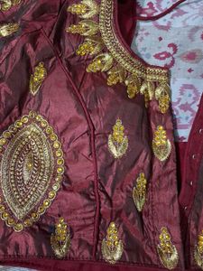 Maroon Embroidered Silk Blouse