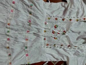 White Embroidered short kurti