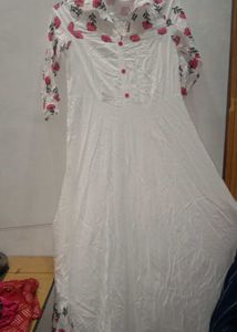 white flower print anarkali/gown