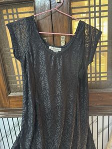 Women Black Floral Net Maxi Dress