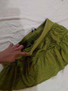 Olive Green Tiered Mini Skirt