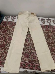 Cream Wide Leg Jeans