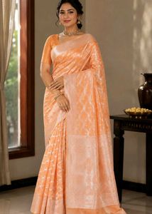 Elegant Peach Silk Saree