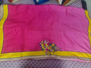 Pink & Golden designer Embroidered Saree