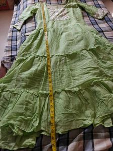 Chic Lime Green Tiered Embroidered Gown