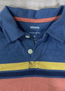 Blue Striped Polo T-Shirt