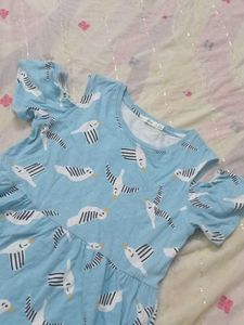 💞Cute Bird Print Cold Shoulder Dress