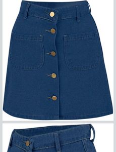 Classic Blue Denim A-Line Skirt