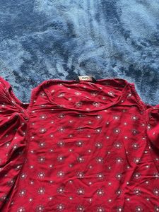 Red Floral Ruffle Top