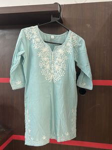 Light Blue Embroidered Kurta
