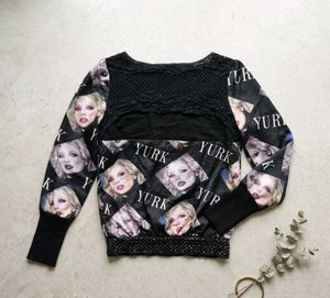 Midnight Vogue Faux Fur Printed Top