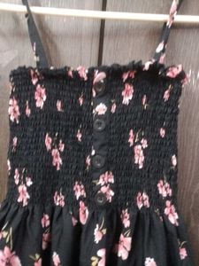 Black Floral Smocked Mini Dress