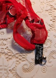 Red Lace Thong with embroidery