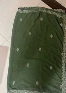 Olive Green Embellished Dupatta