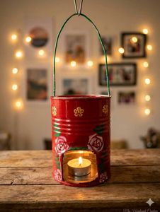 Handmade Red Floral  candle holder