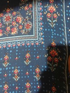 Navy Blue Floral Print Kurta in size M