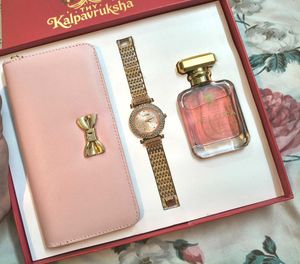 Elegant Gift Set: Watch, Wallet &amp; Perfume