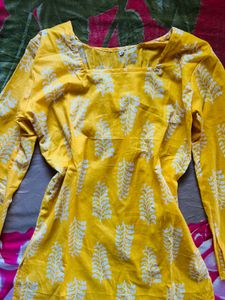 Yellow Block Print Kurta