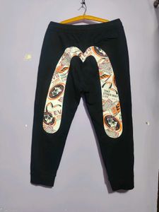Evisu Black Graphic Print Joggers