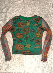 Mesh Print Long Sleeve Top