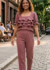 Ruffled Detail Top and Bottom ❤️