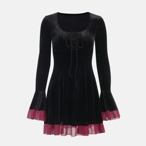 Gothic Velvet Dress with Bell Sleeves