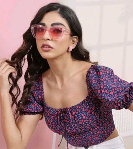 Tokyo talkies Floral Print Puff Sleeve Crop Top