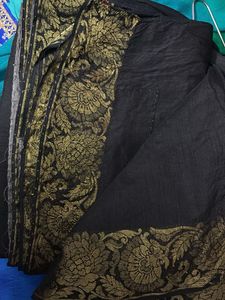 Elegant Black Saree with Gold Border