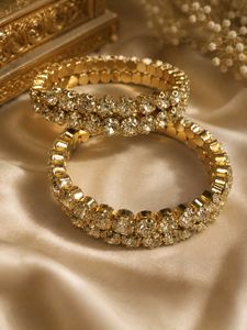 Sparkling Gold Bangles with Crystals pack of 1