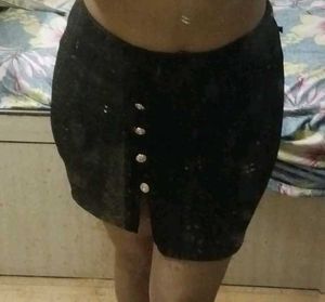 Chic Black Skirt with Gold Buttons